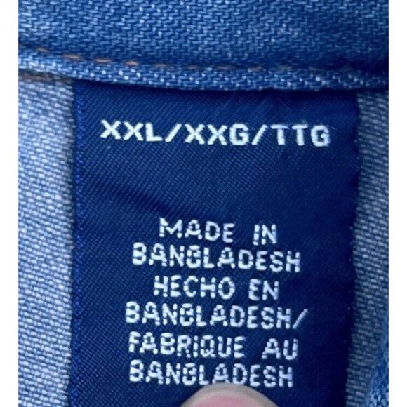 Wrangler Cowboy Cut Western Work Grey Shirt Pearl Snaps Men's Blue XXL‎ New - Picture 5 of 8